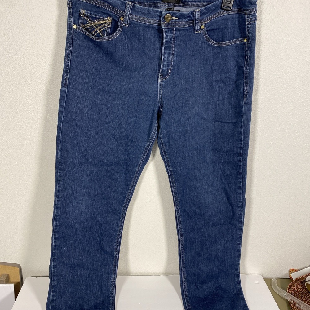 Cache Jeans Womens 14 Blue Dark Wash Stretch Mid‎ Rise Denim Pants